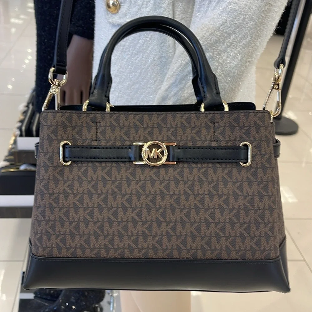 Michael Kors Reed Small Belted Logo Satchel Crossbody Center Zip Bag Purse NWT